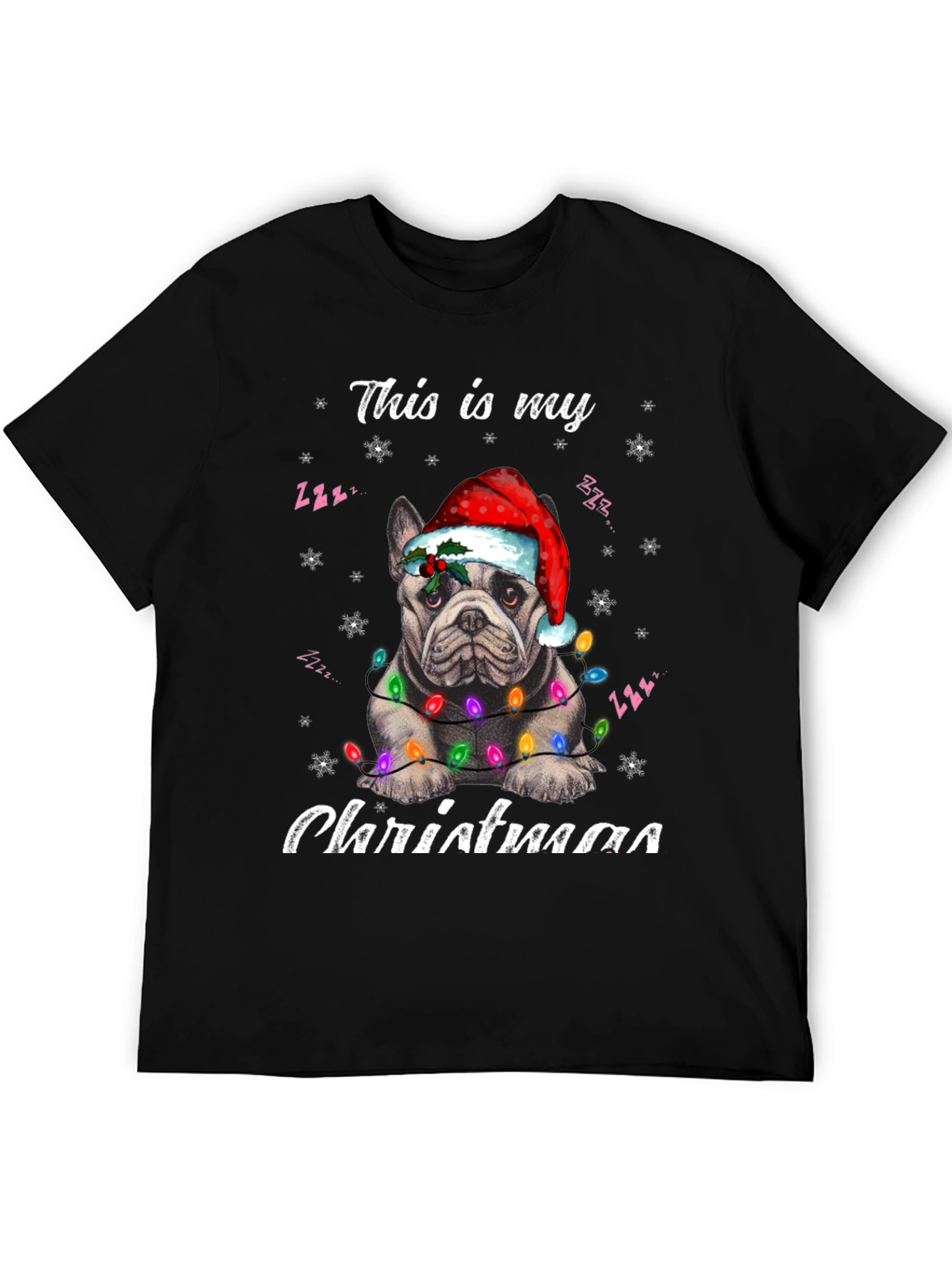 Dog Christmas T-Shirt with Santa Hat and Lights
