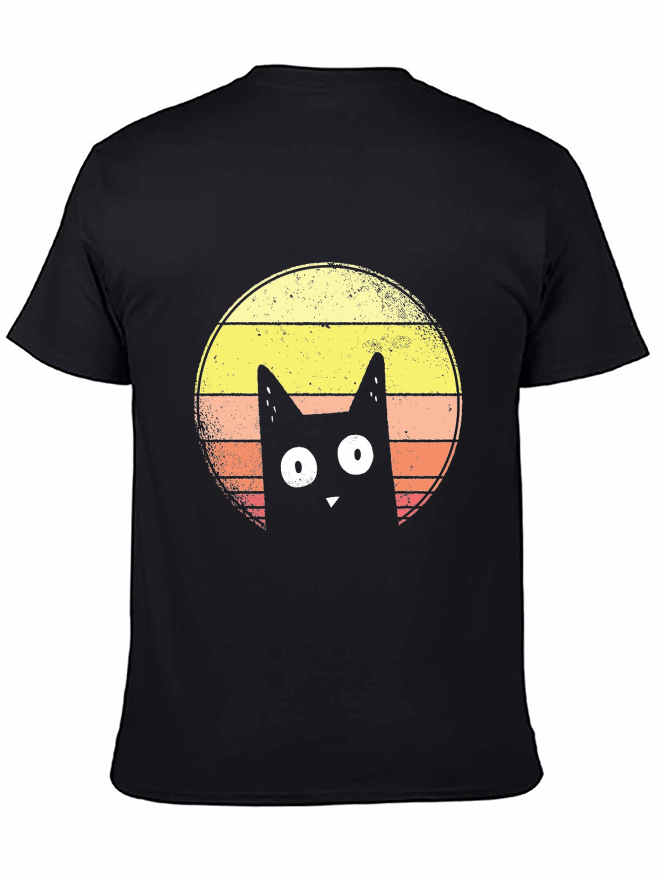 Retro Cat Graphic T-Shirt - Mens Black Tee