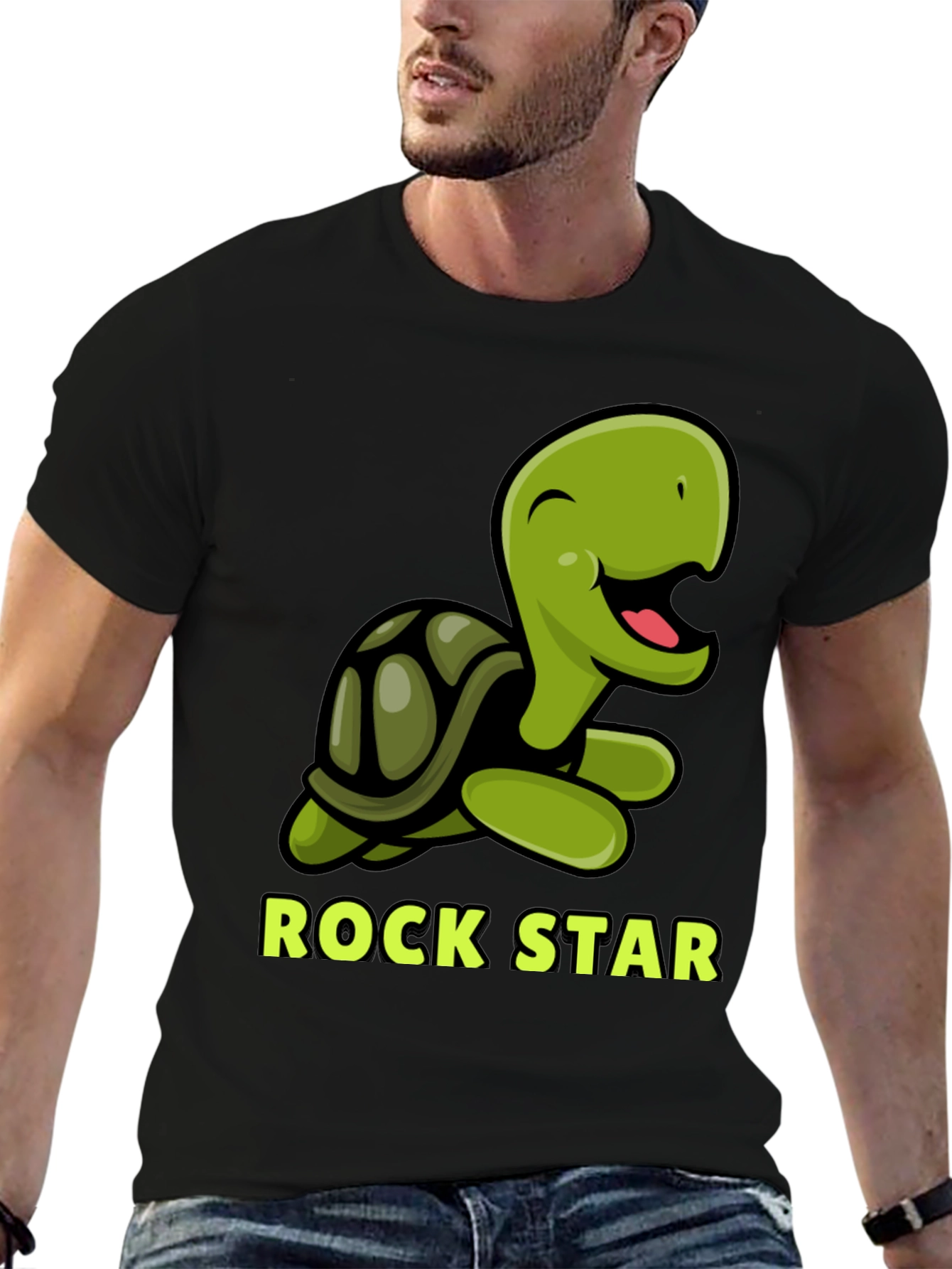 Rock Star Turtle Graphic T-Shirt