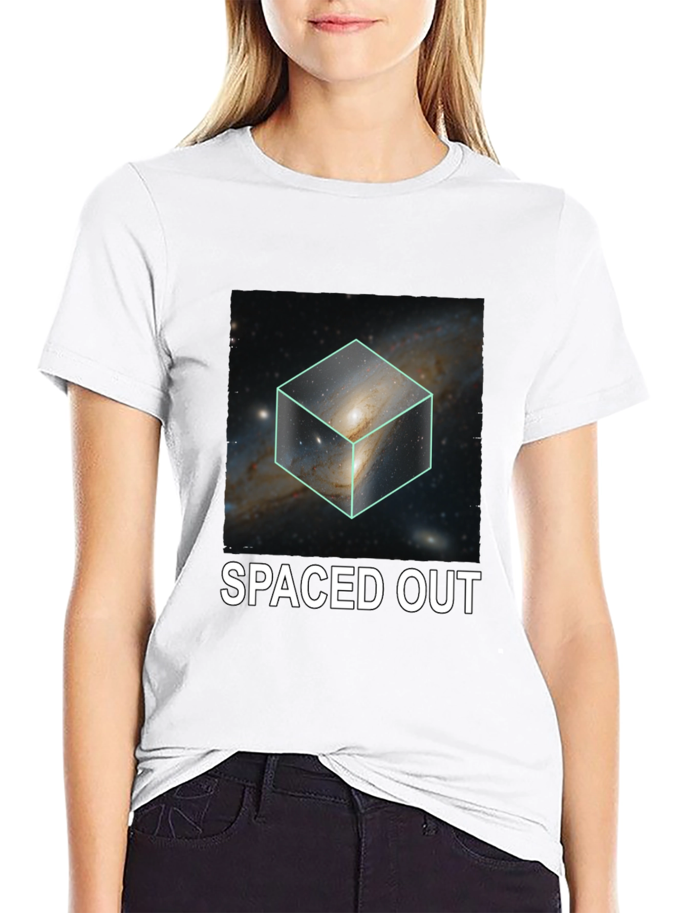 Spaced Out Galaxy Cube Graphic T-Shirt