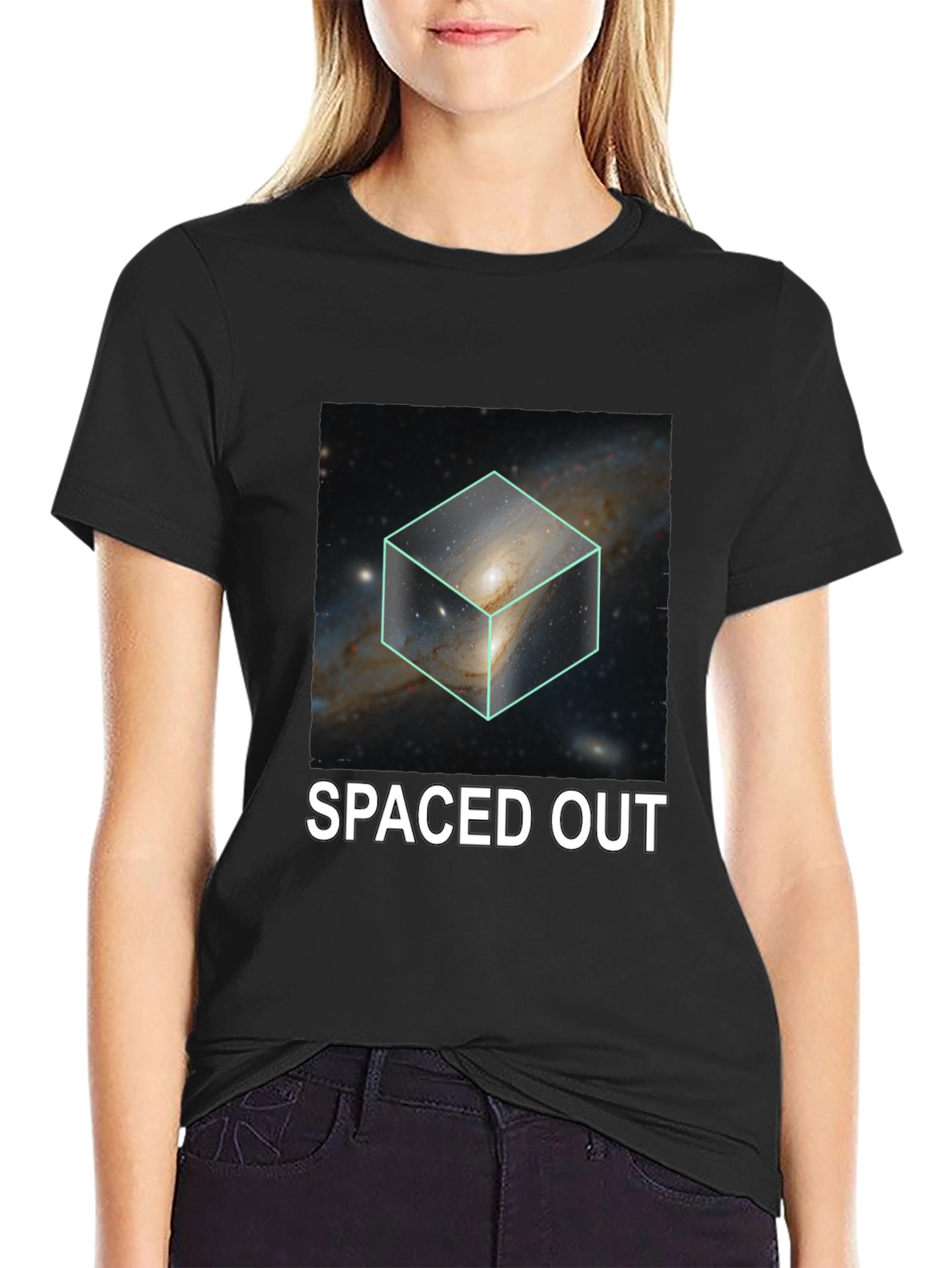 Spaced Out Galaxy Cube Graphic T-Shirt