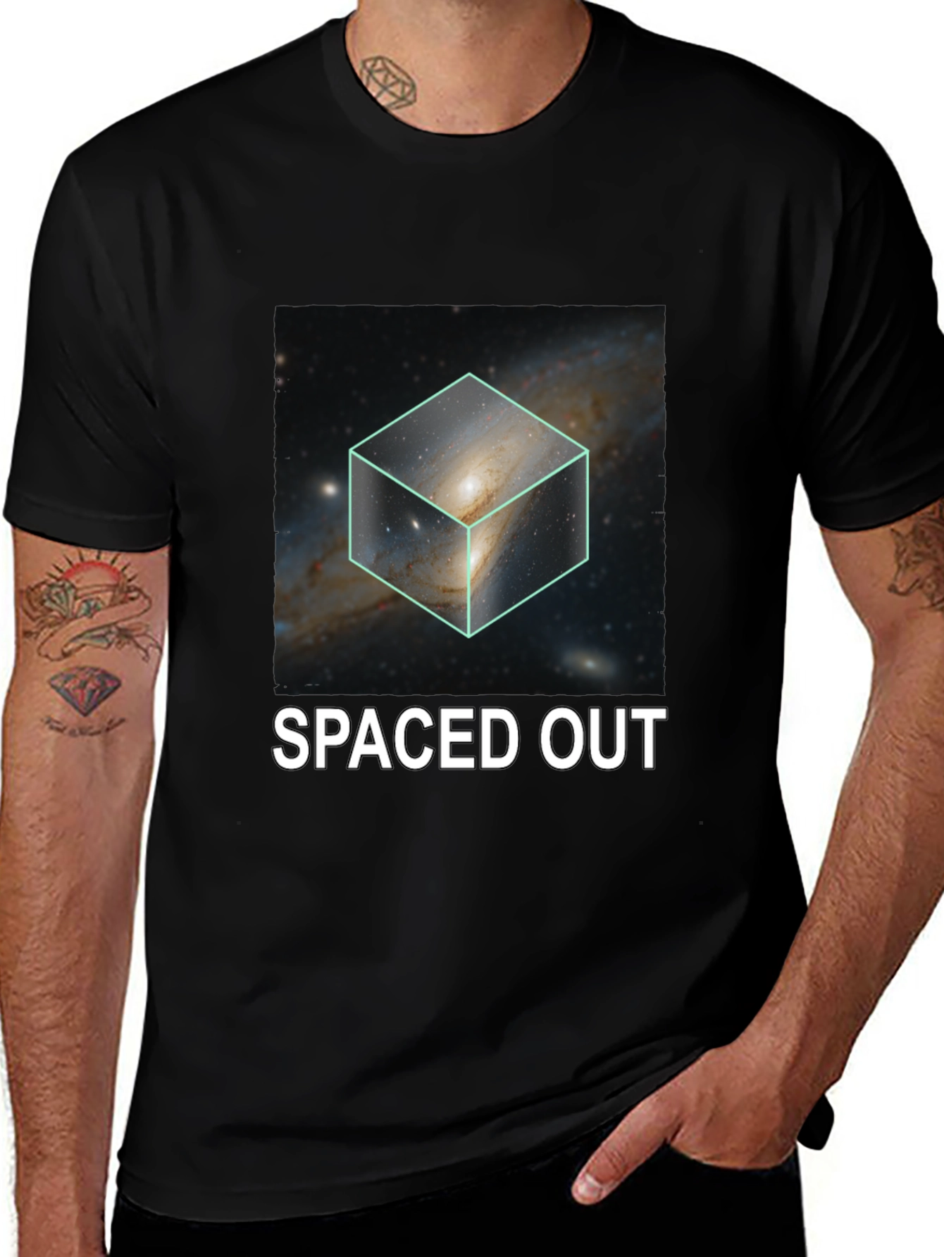 Spaced Out Galaxy Cube Graphic T-Shirt