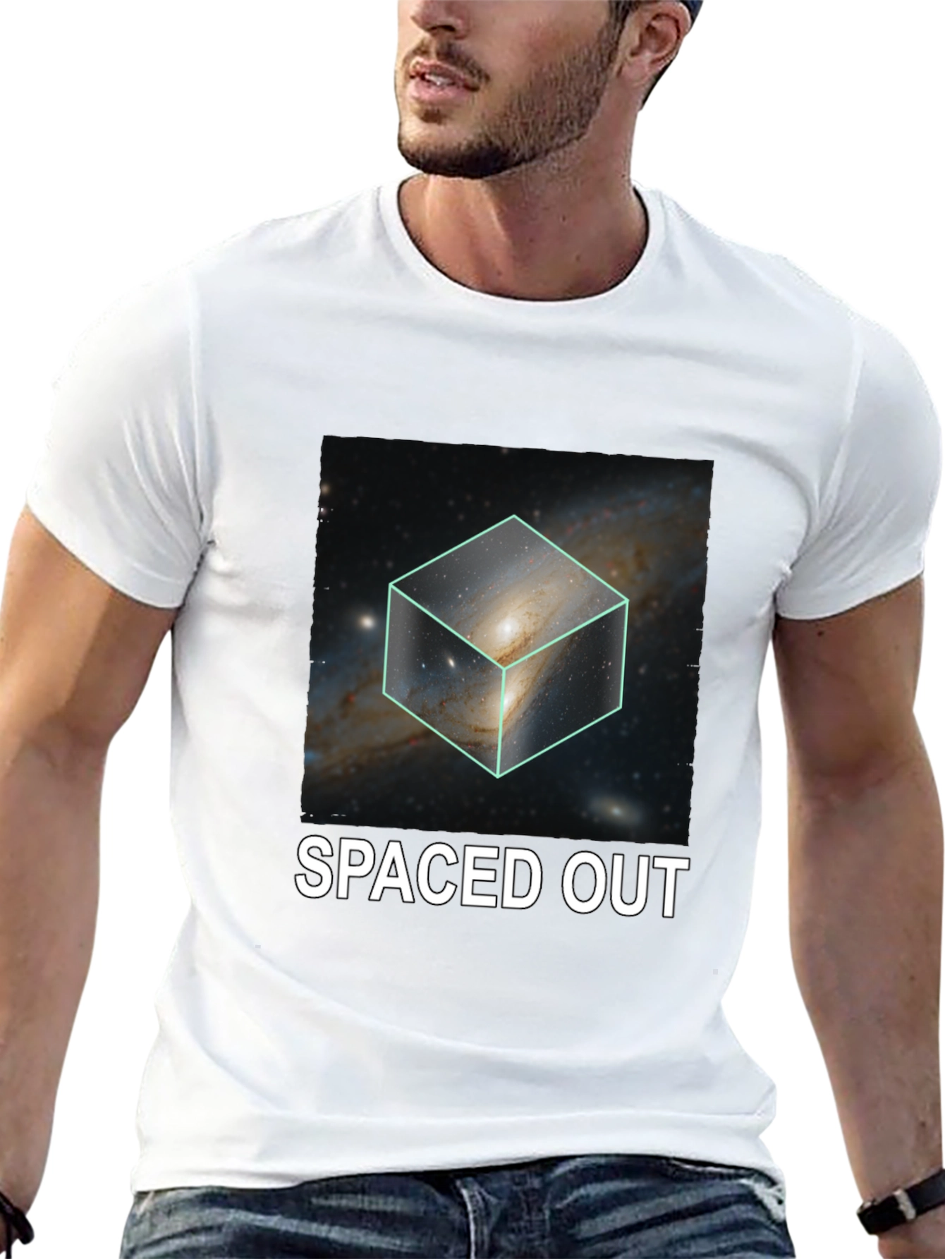 Spaced Out Galaxy Cube Graphic T-Shirt