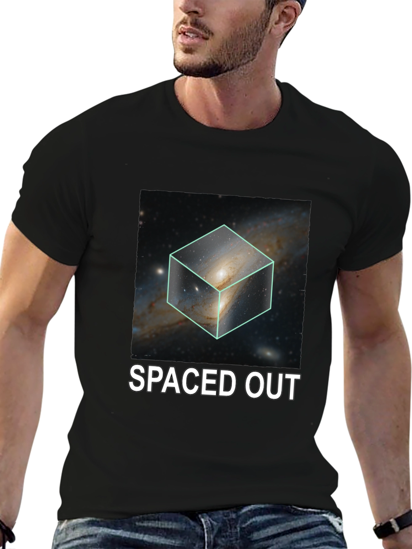 Spaced Out Galaxy Cube Graphic T-Shirt