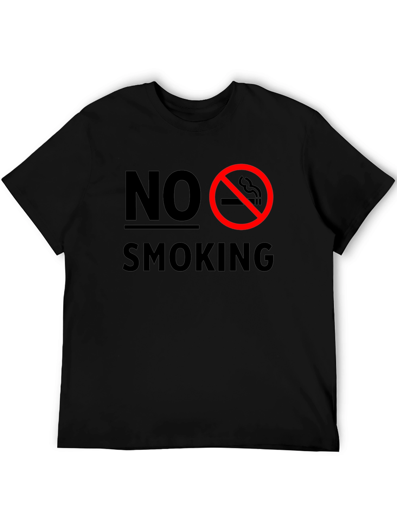 No Smoking Graphic T-Shirt - Black Crew Neck Tee
