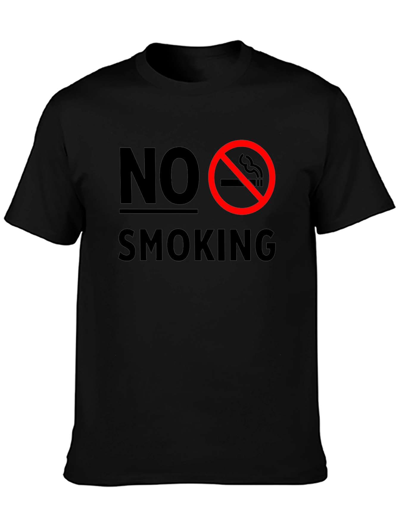 No Smoking Graphic T-Shirt - Black Crew Neck Tee