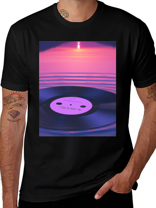 Sunset Vinyl Record T-Shirt - Unique Music Lover Tee