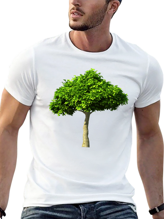 Green Tree Graphic Print Black T-Shirt