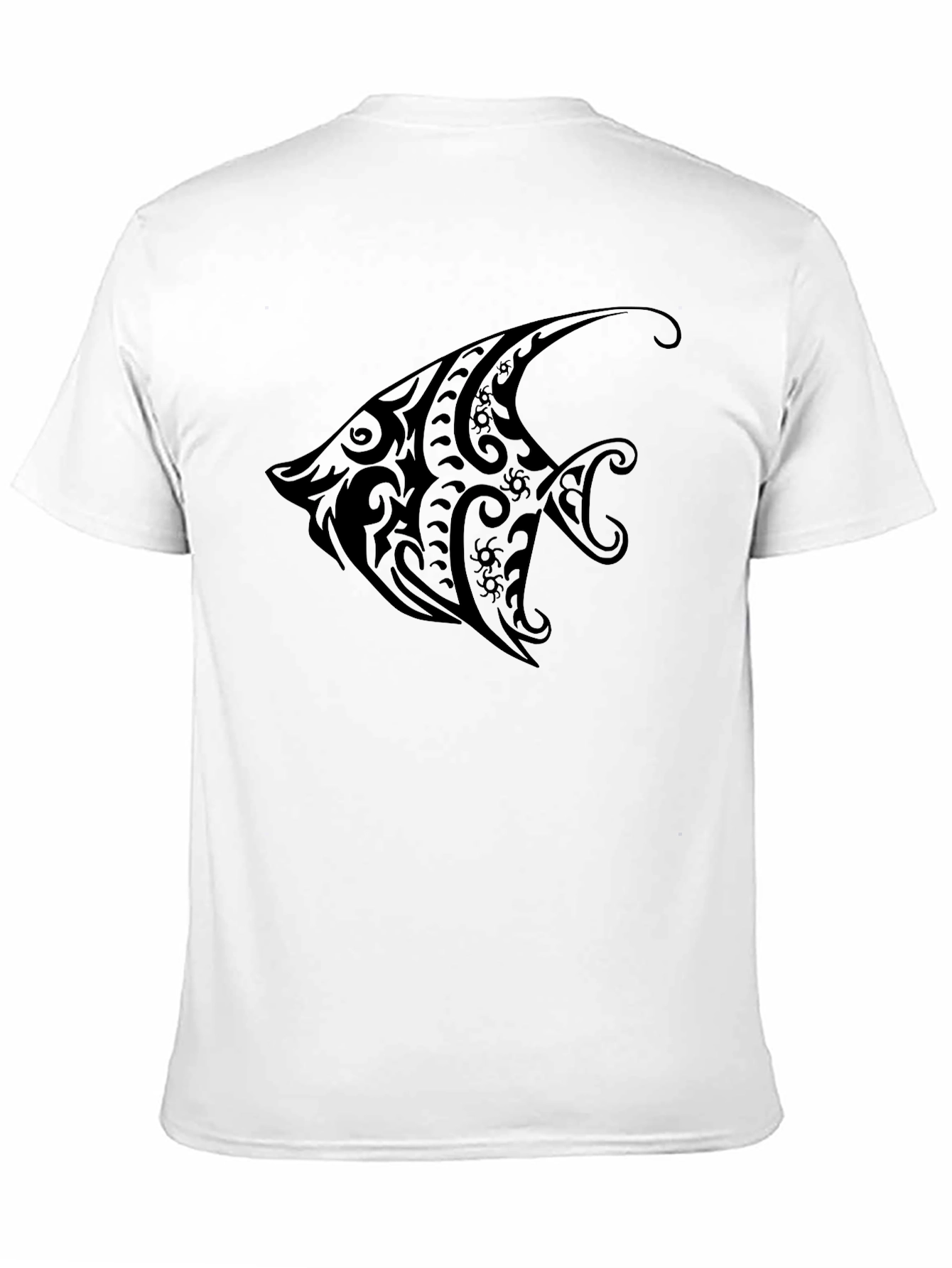 Tribal Fish Graphic Black T-Shirt - Casual Style