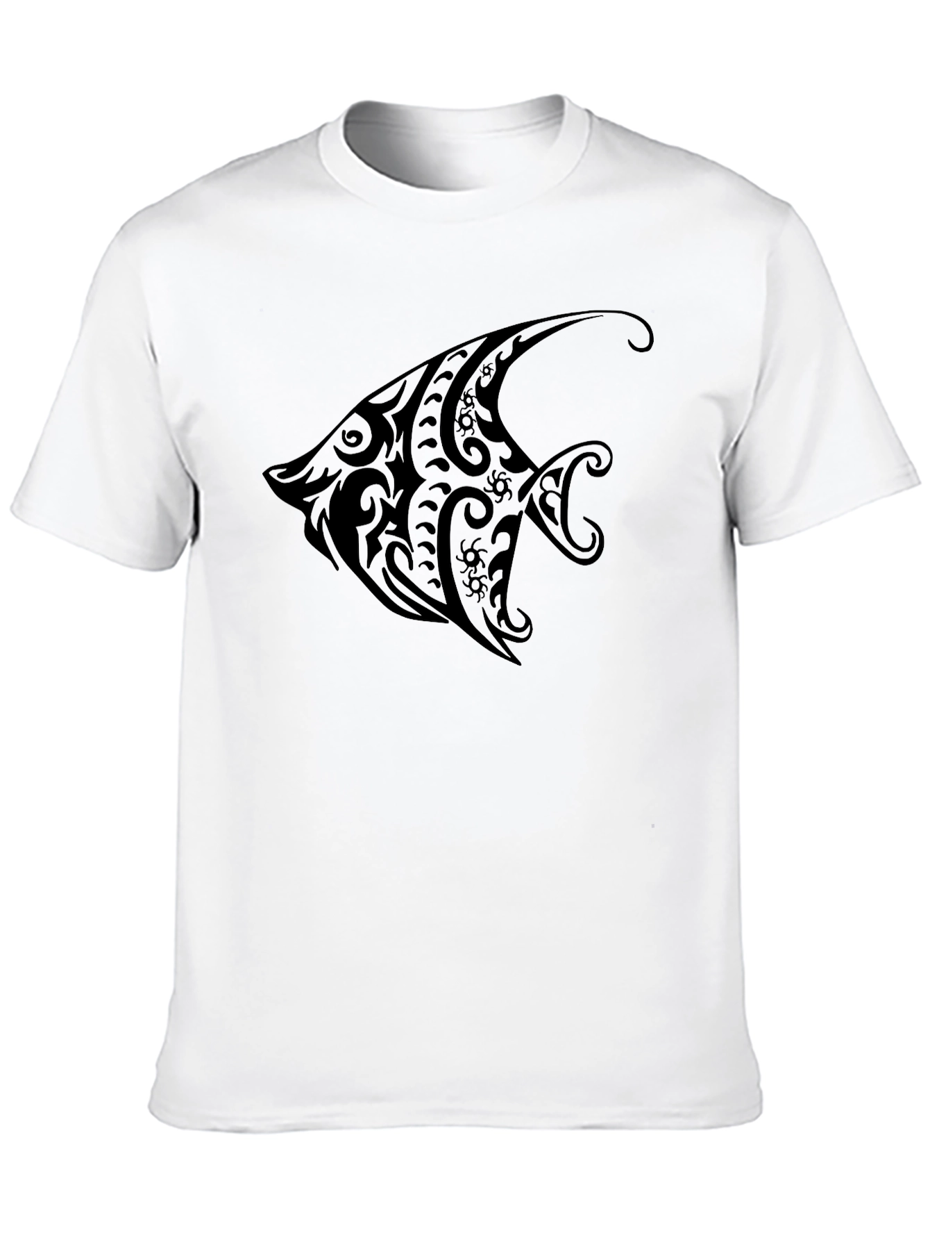 Tribal Fish Graphic Black T-Shirt - Casual Style