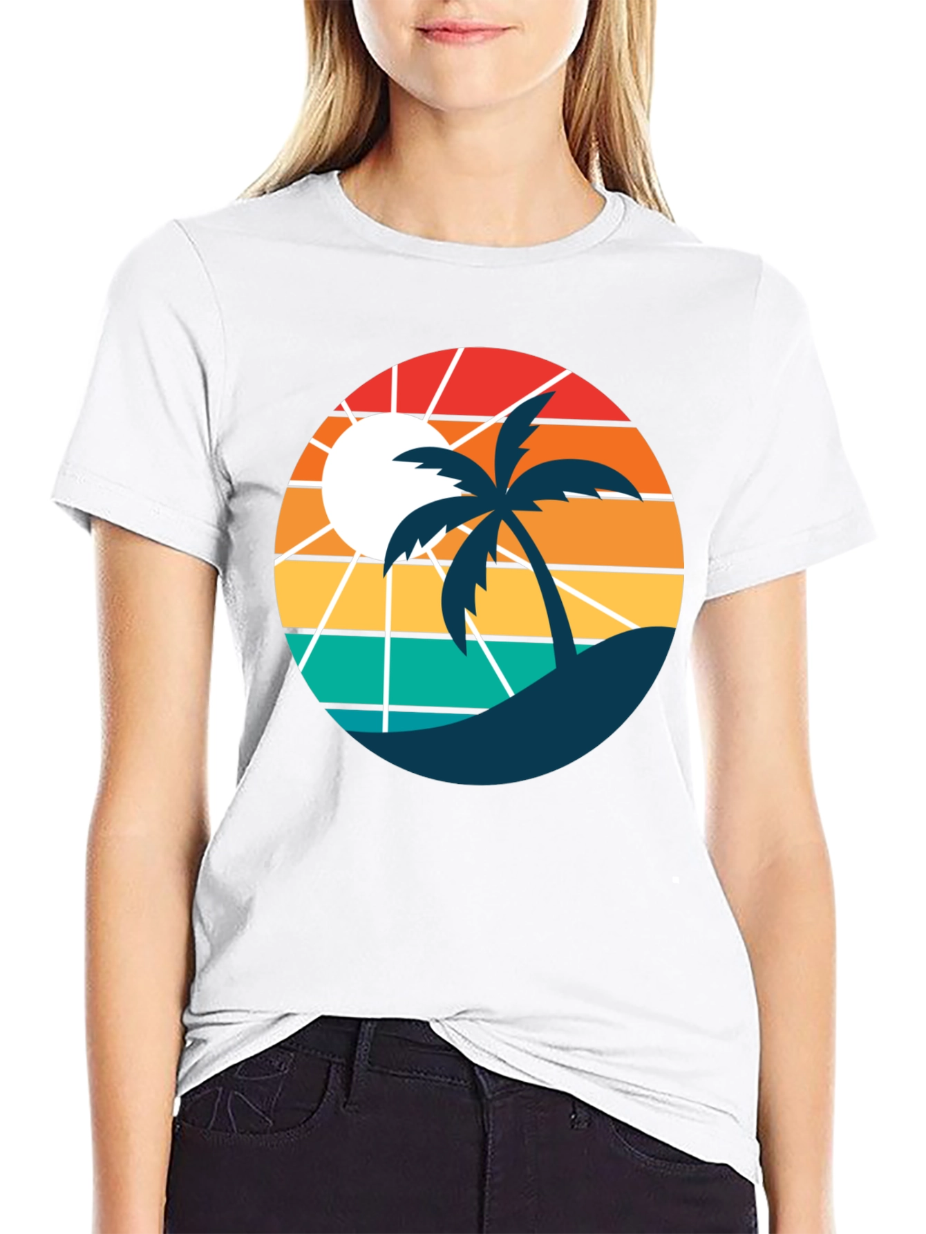 Retro Sunset Beach Palm Tree T-Shirt