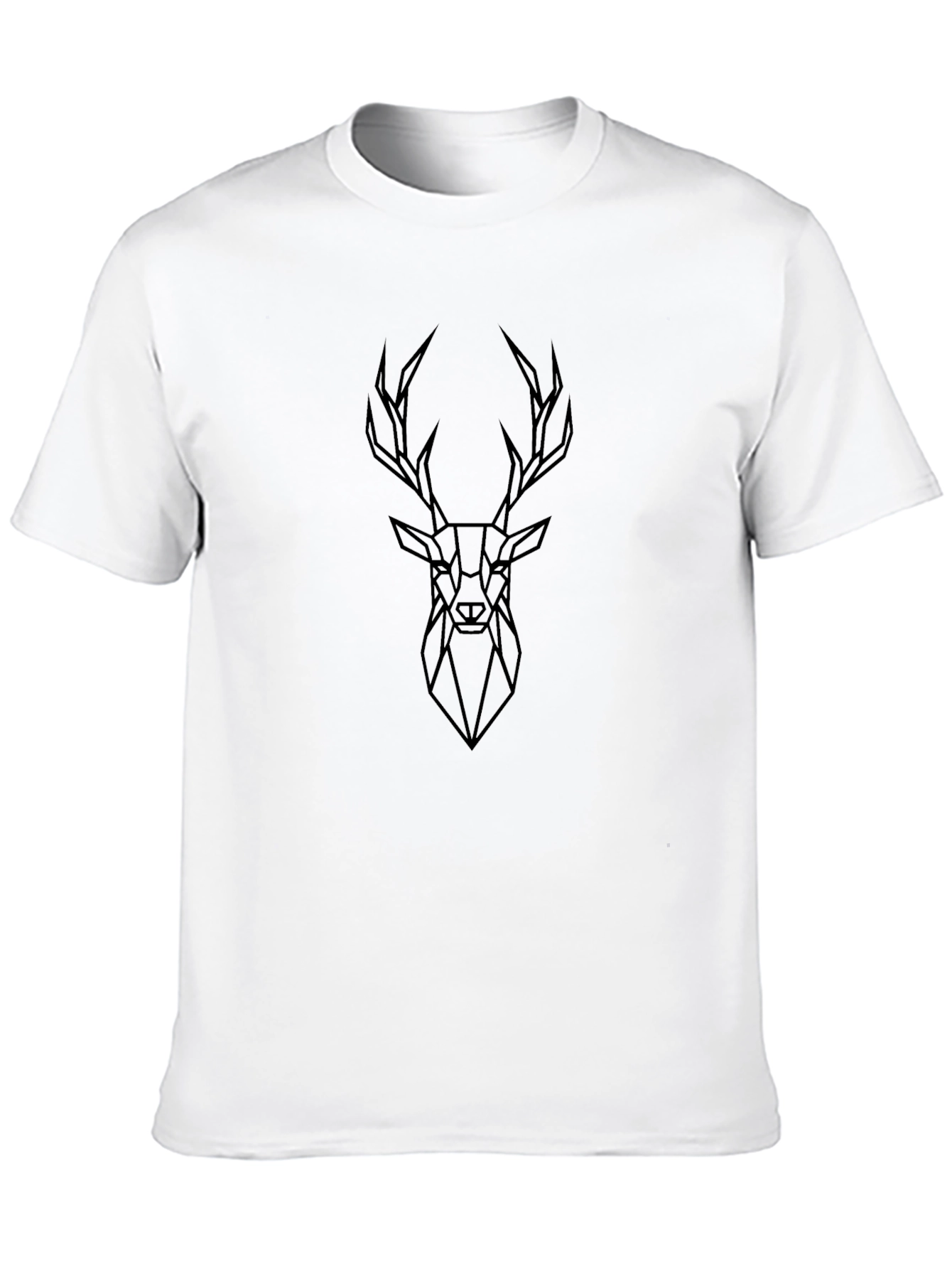 Geometric Deer Graphic Tee - Sleek Black T-Shirt