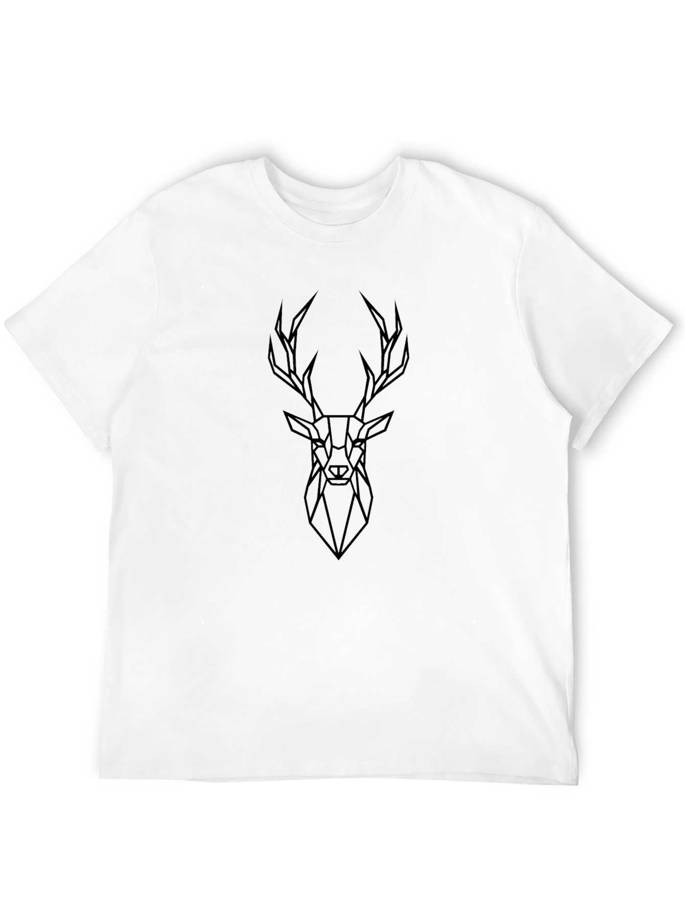 Geometric Deer Graphic Tee - Sleek Black T-Shirt