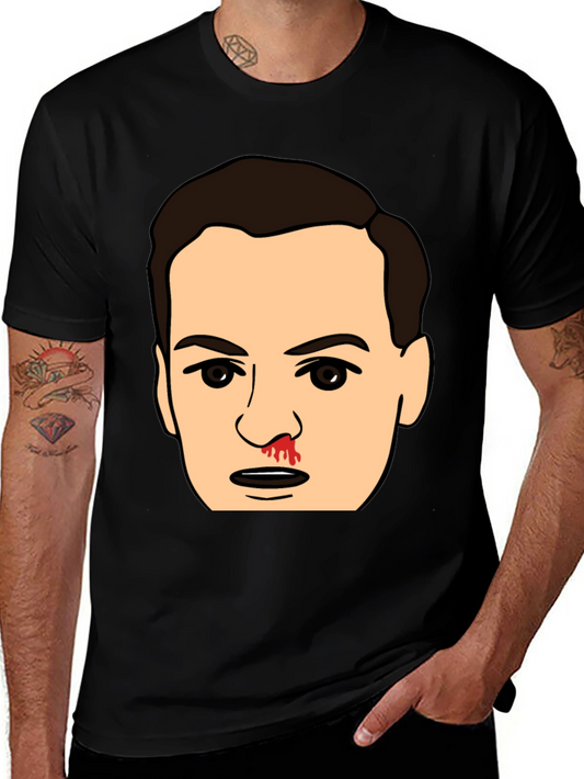 Bloody Nose Cartoon Face Black T-Shirt