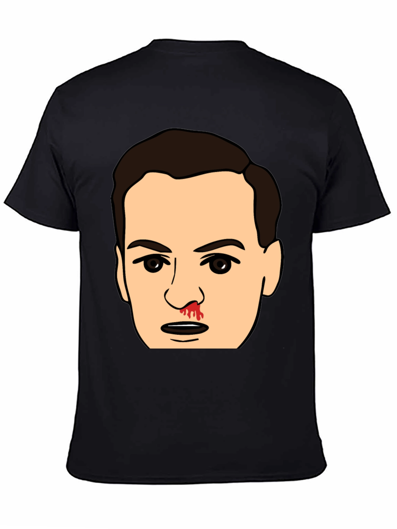 Bloody Nose Cartoon Face Black T-Shirt