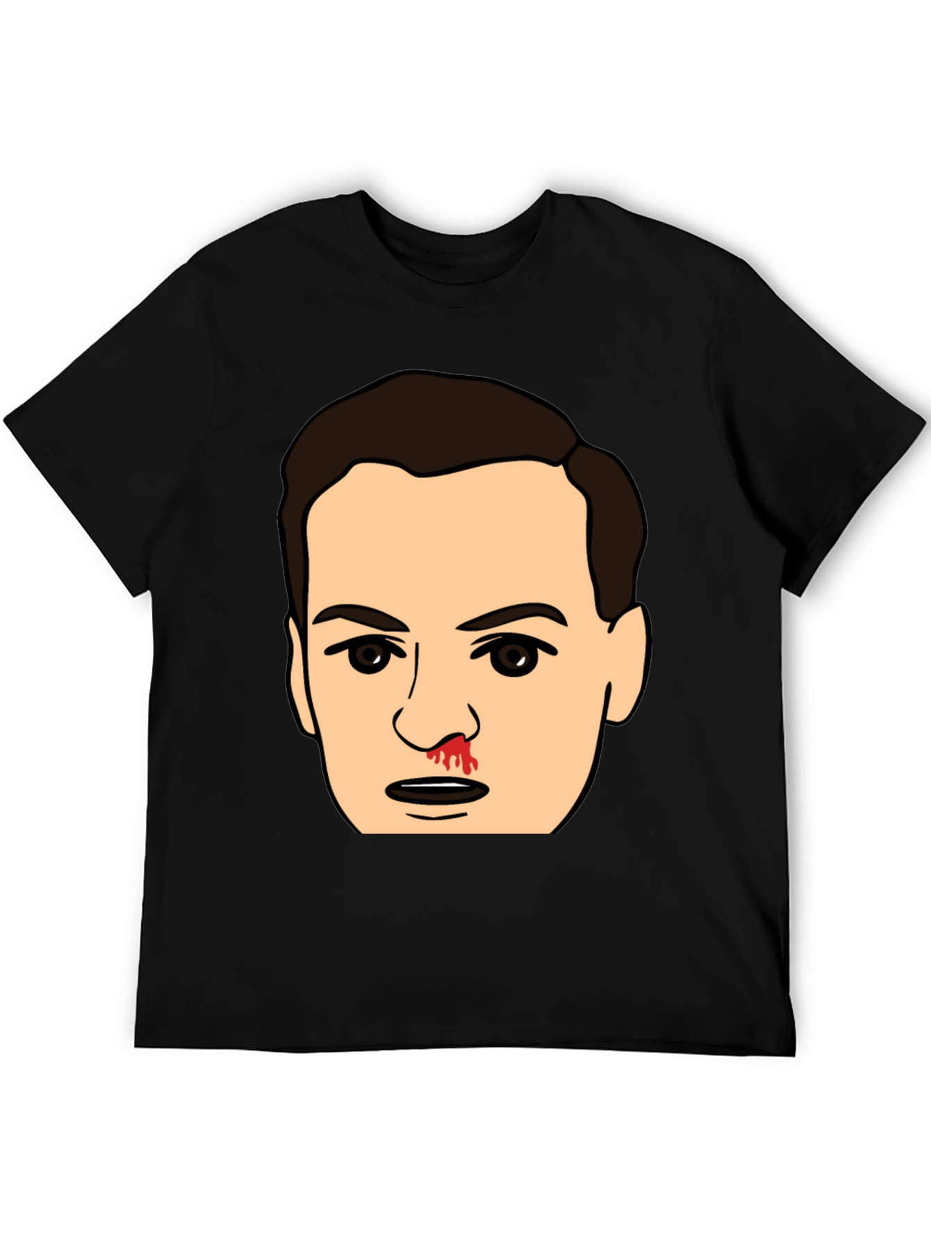 Bloody Nose Cartoon Face Black T-Shirt