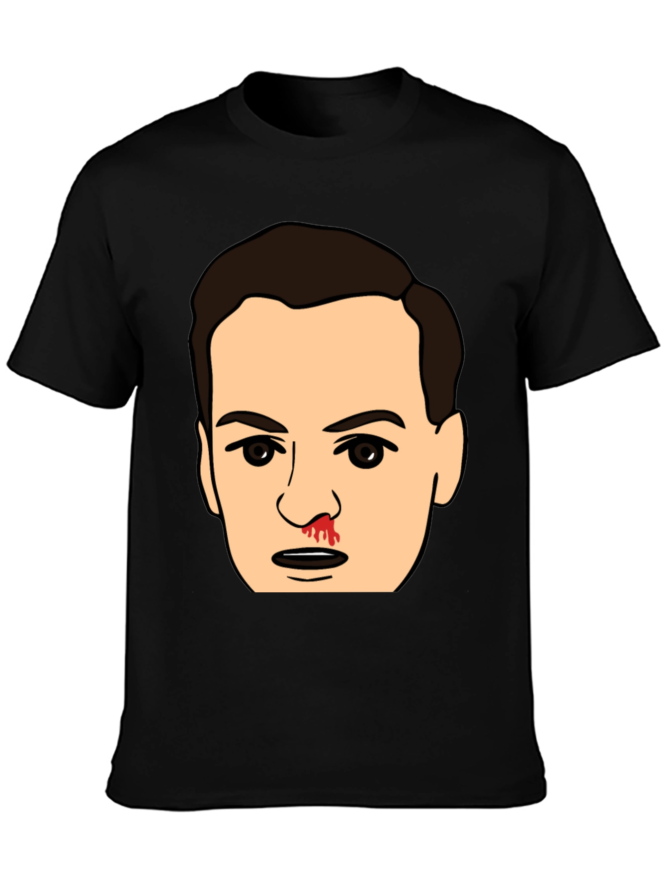 Bloody Nose Cartoon Face Black T-Shirt