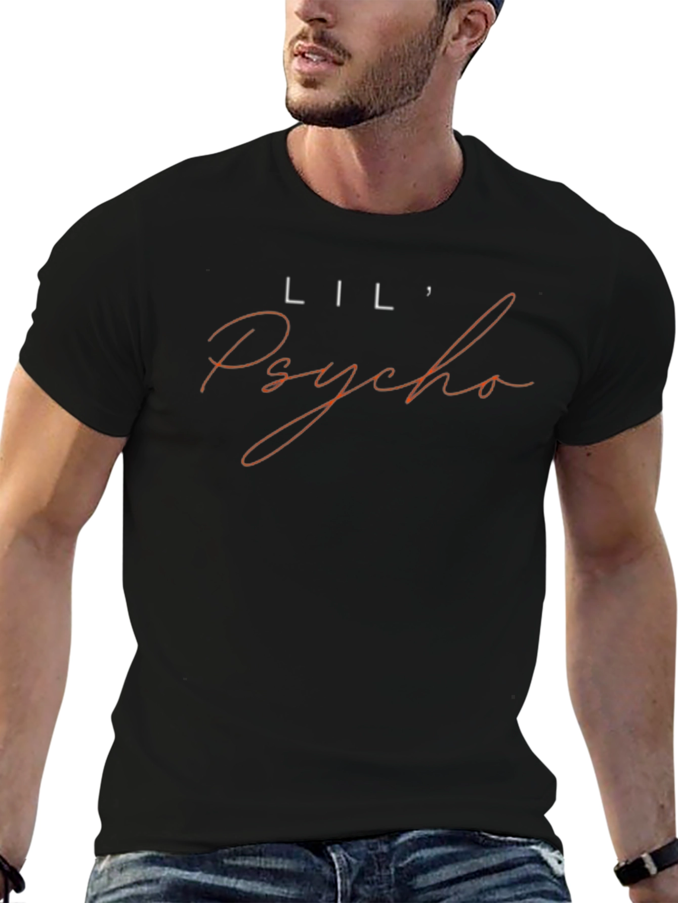 Lil Psycho Graphic Tee - Stylish Mens Black T-Shirt
