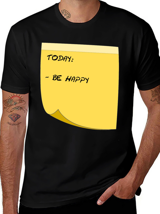 Be Happy Sticky Note Graphic Tee - Black