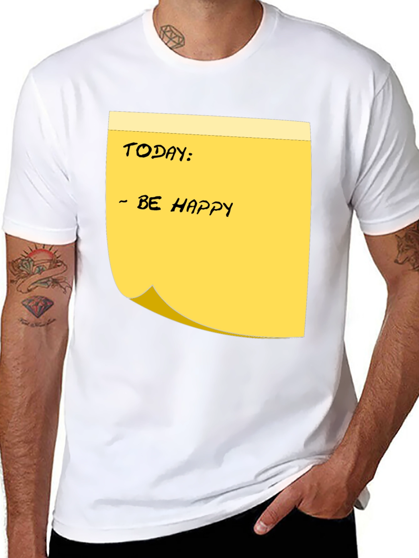 Be Happy Sticky Note Graphic Tee - Black