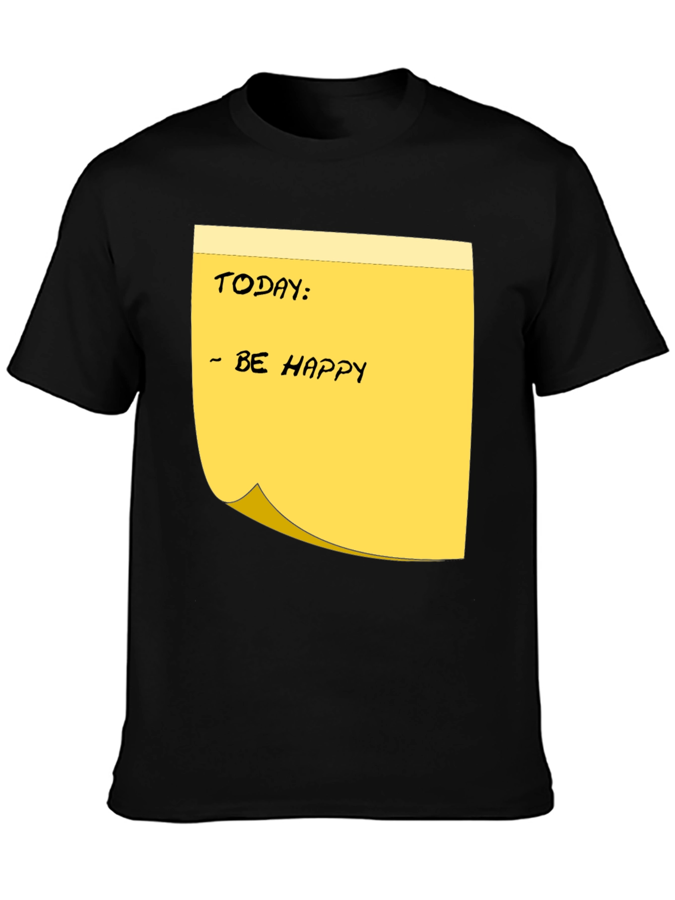 Be Happy Sticky Note Graphic Tee - Black