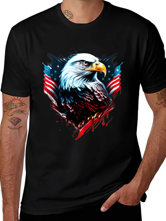 Bald Eagle American Flag Graphic T-Shirt