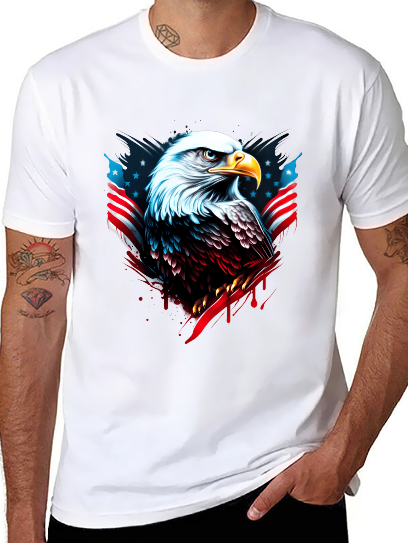 Bald Eagle American Flag Graphic T-Shirt