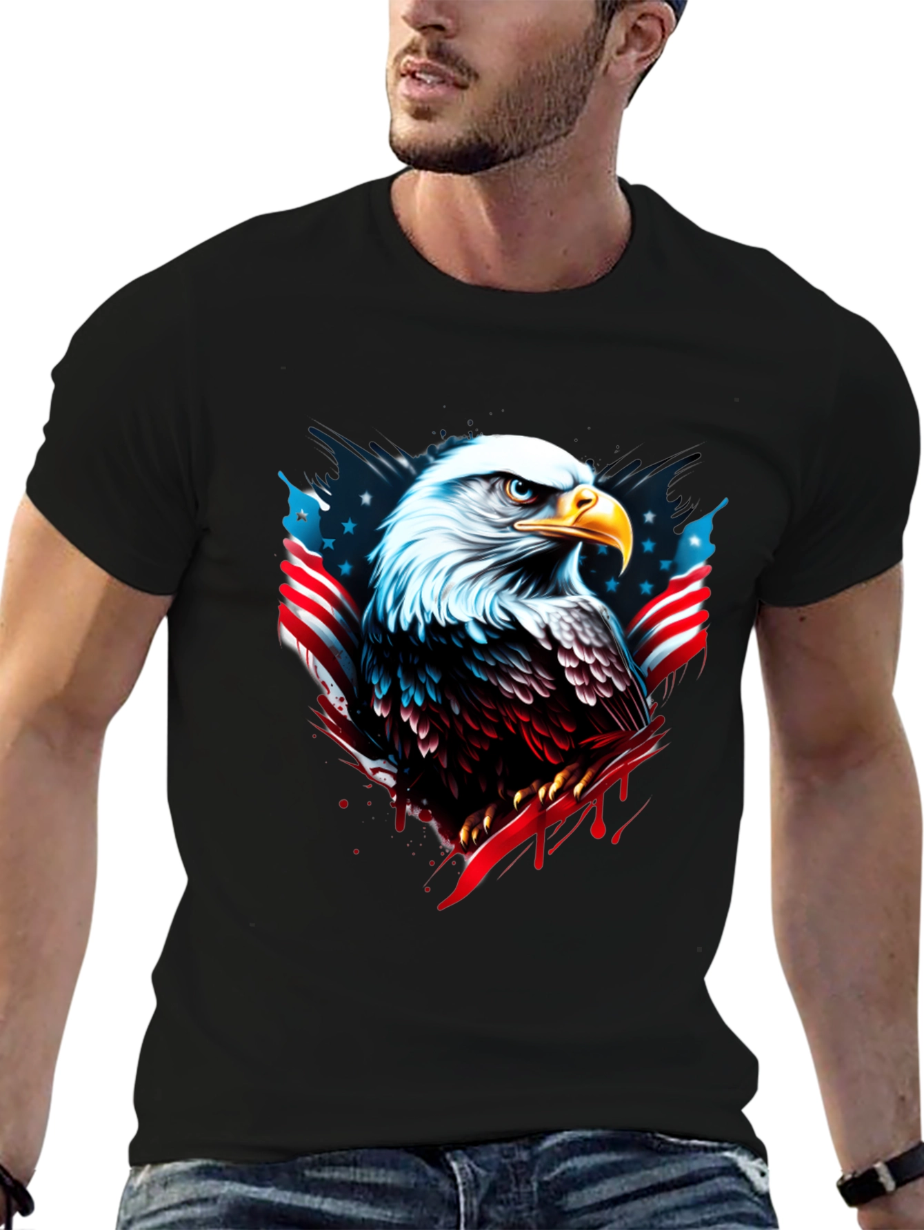 Bald Eagle American Flag Graphic T-Shirt