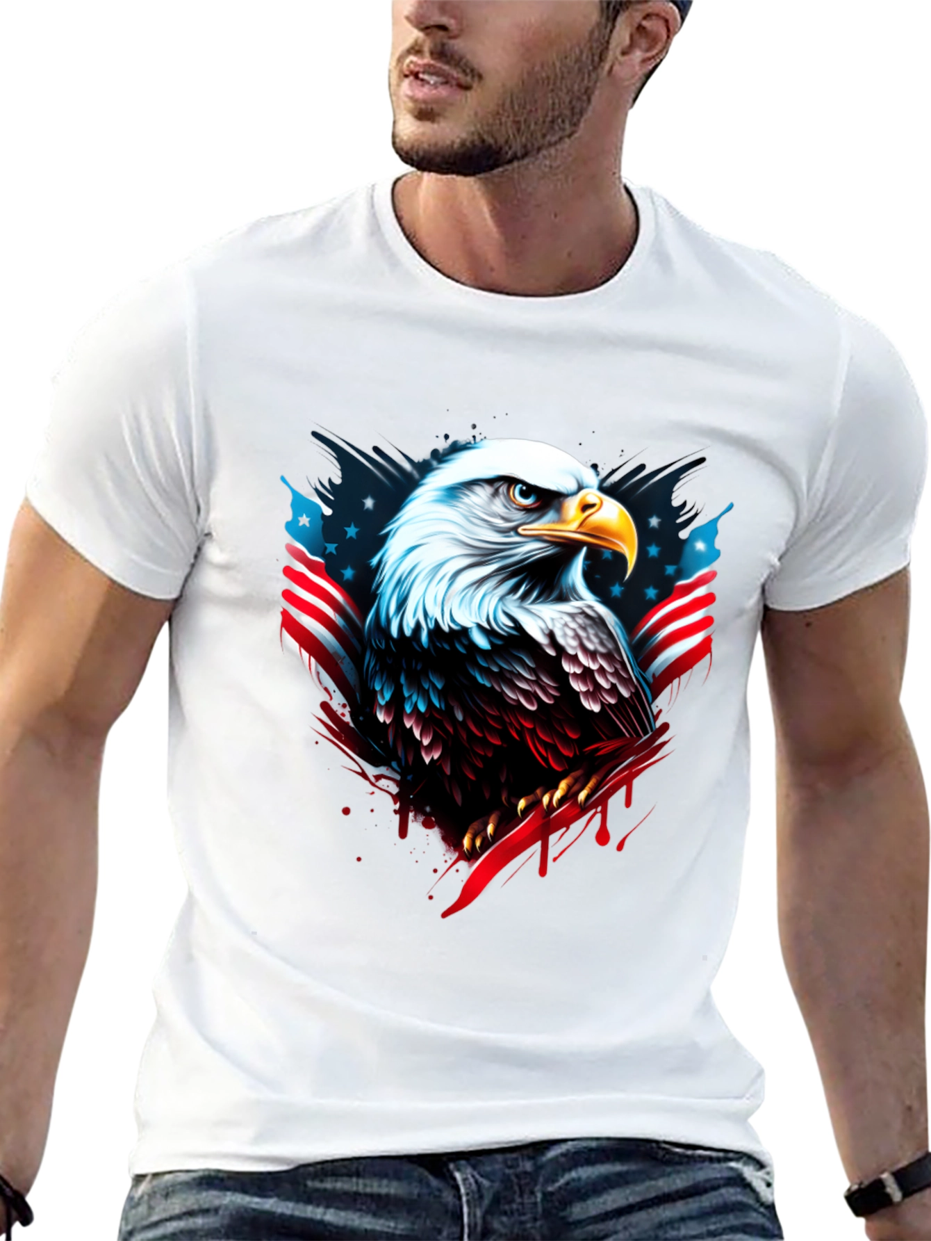 Bald Eagle American Flag Graphic T-Shirt
