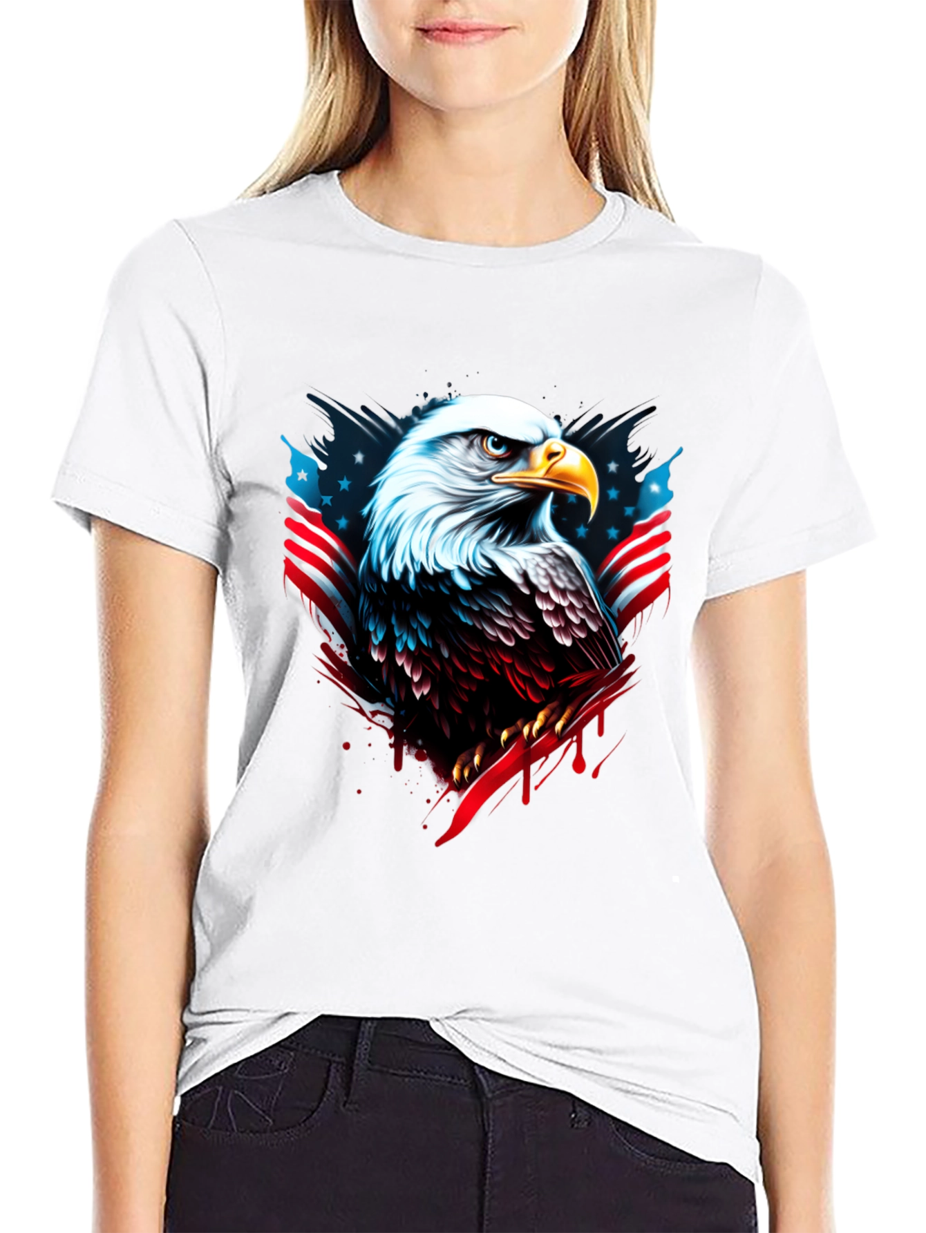 Bald Eagle American Flag Graphic T-Shirt