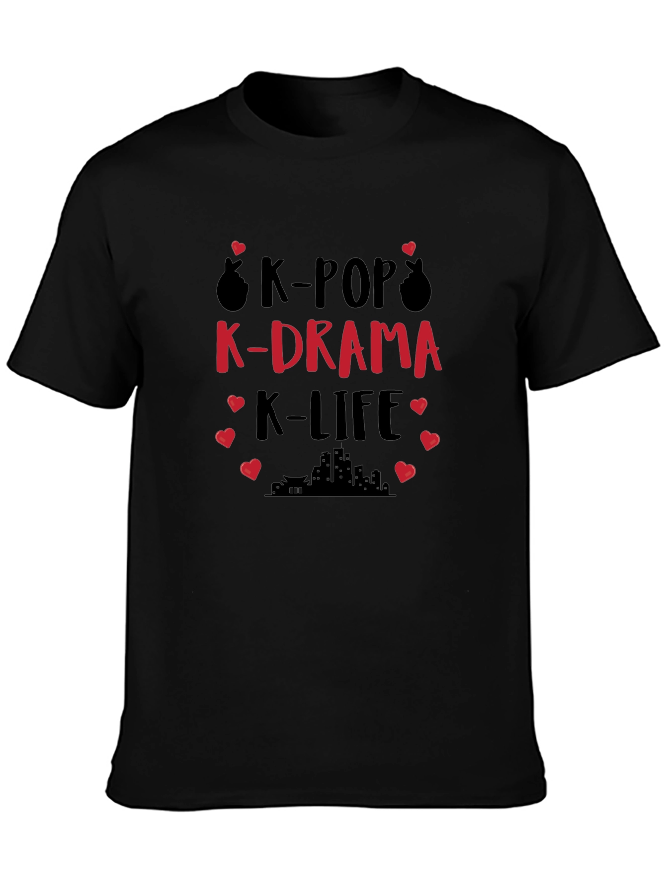K-Pop K-Drama K-Life T-Shirt - Black Cotton