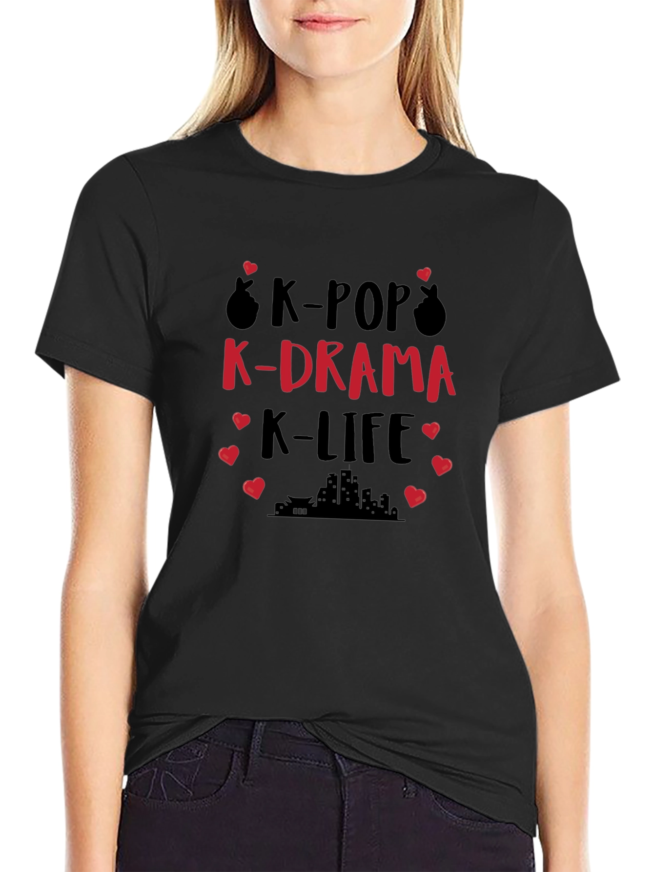 K-Pop K-Drama K-Life T-Shirt - Black Cotton