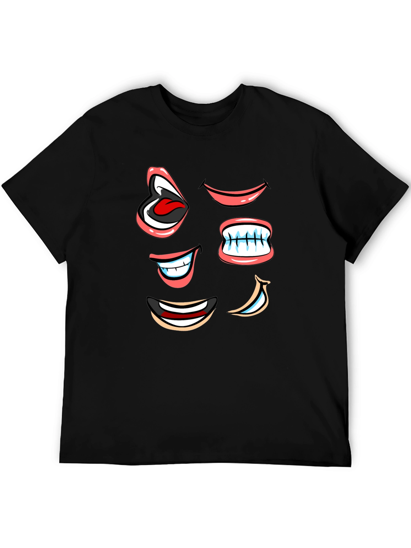 Funny Cartoon Mouth T-Shirt - Black