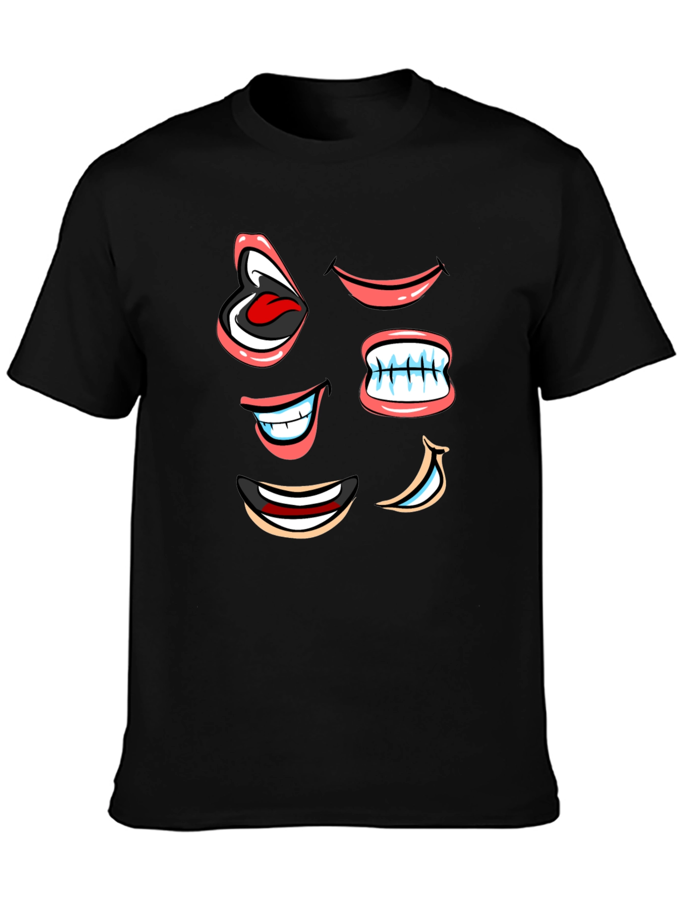 Funny Cartoon Mouth T-Shirt - Black