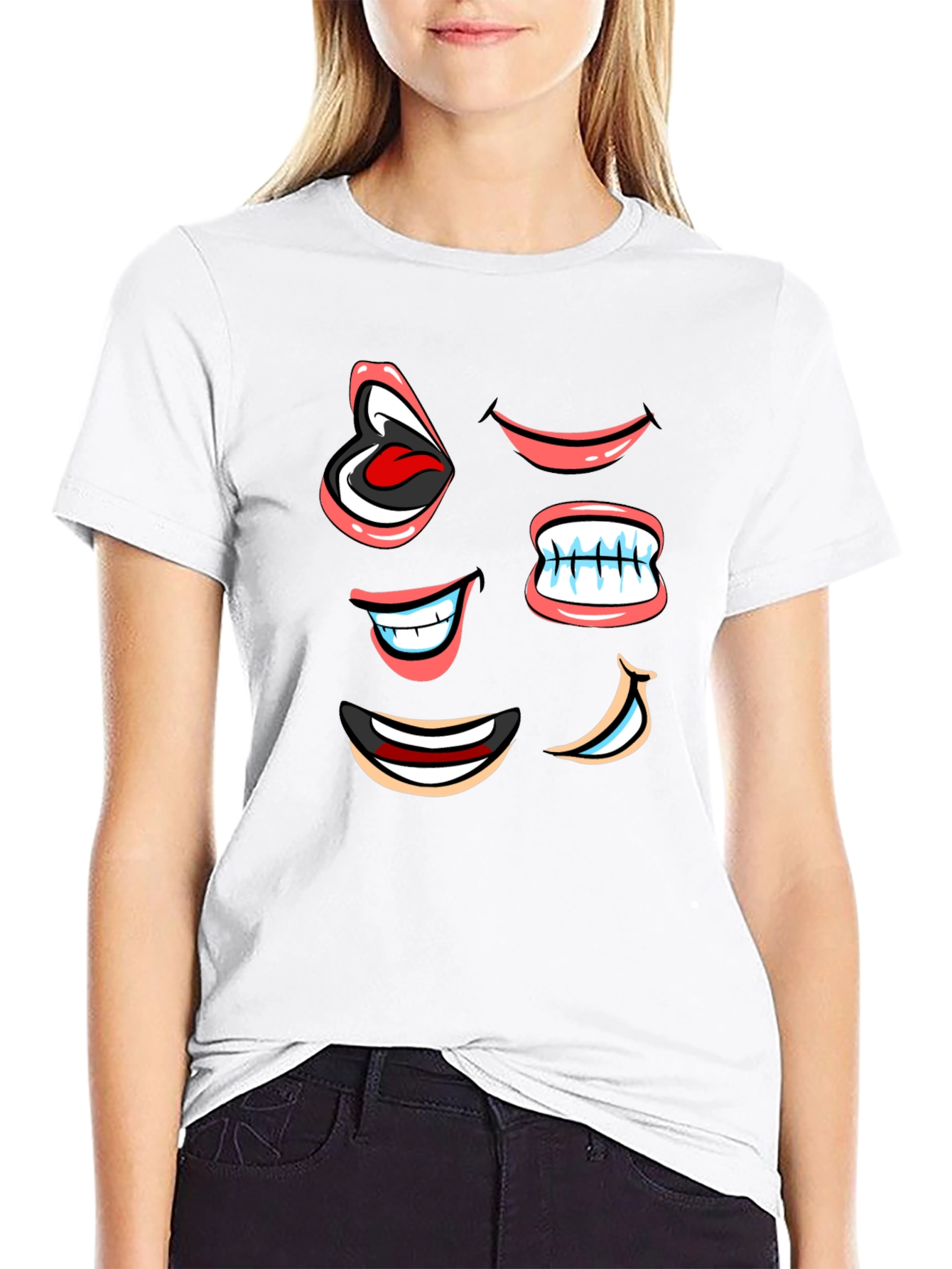 Funny Cartoon Mouth T-Shirt - Black