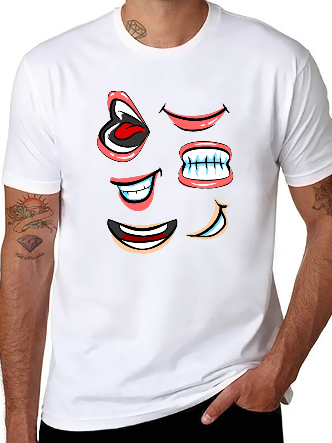 Funny Cartoon Mouth T-Shirt - Black
