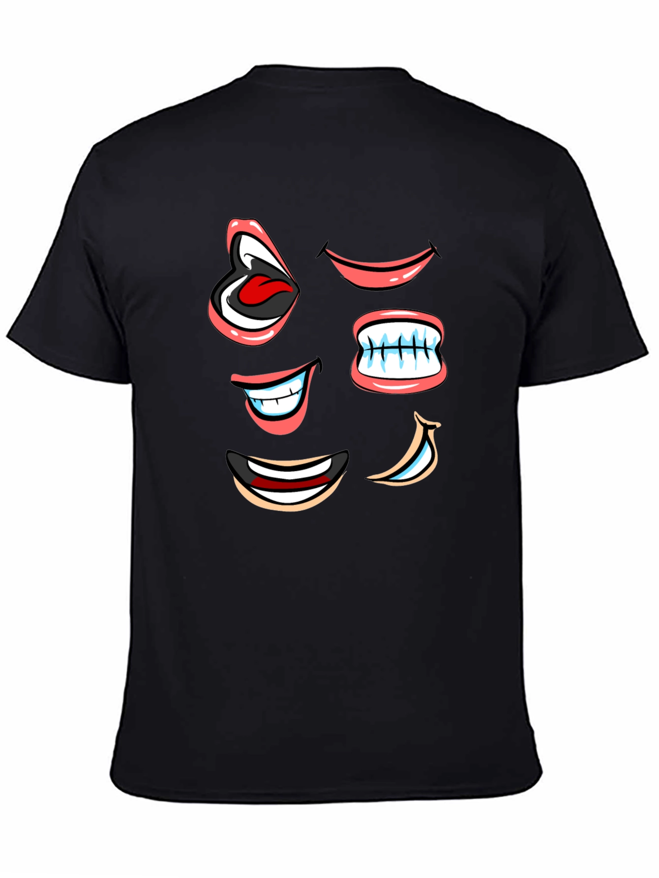 Funny Cartoon Mouth T-Shirt - Black