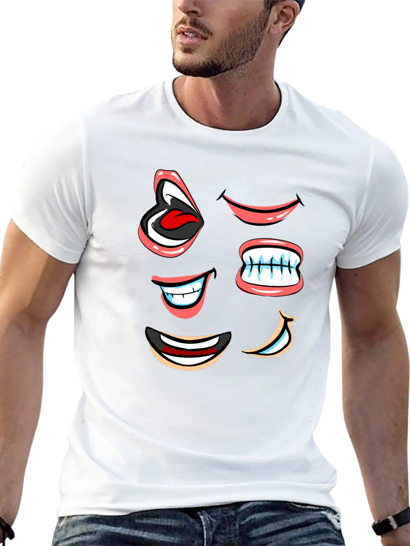 Funny Cartoon Mouth T-Shirt - Black