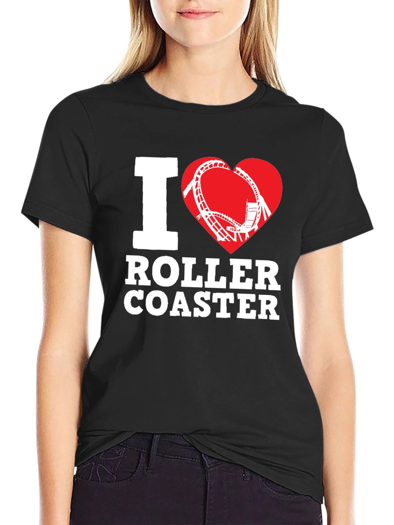 I Love Roller Coaster Black Tee