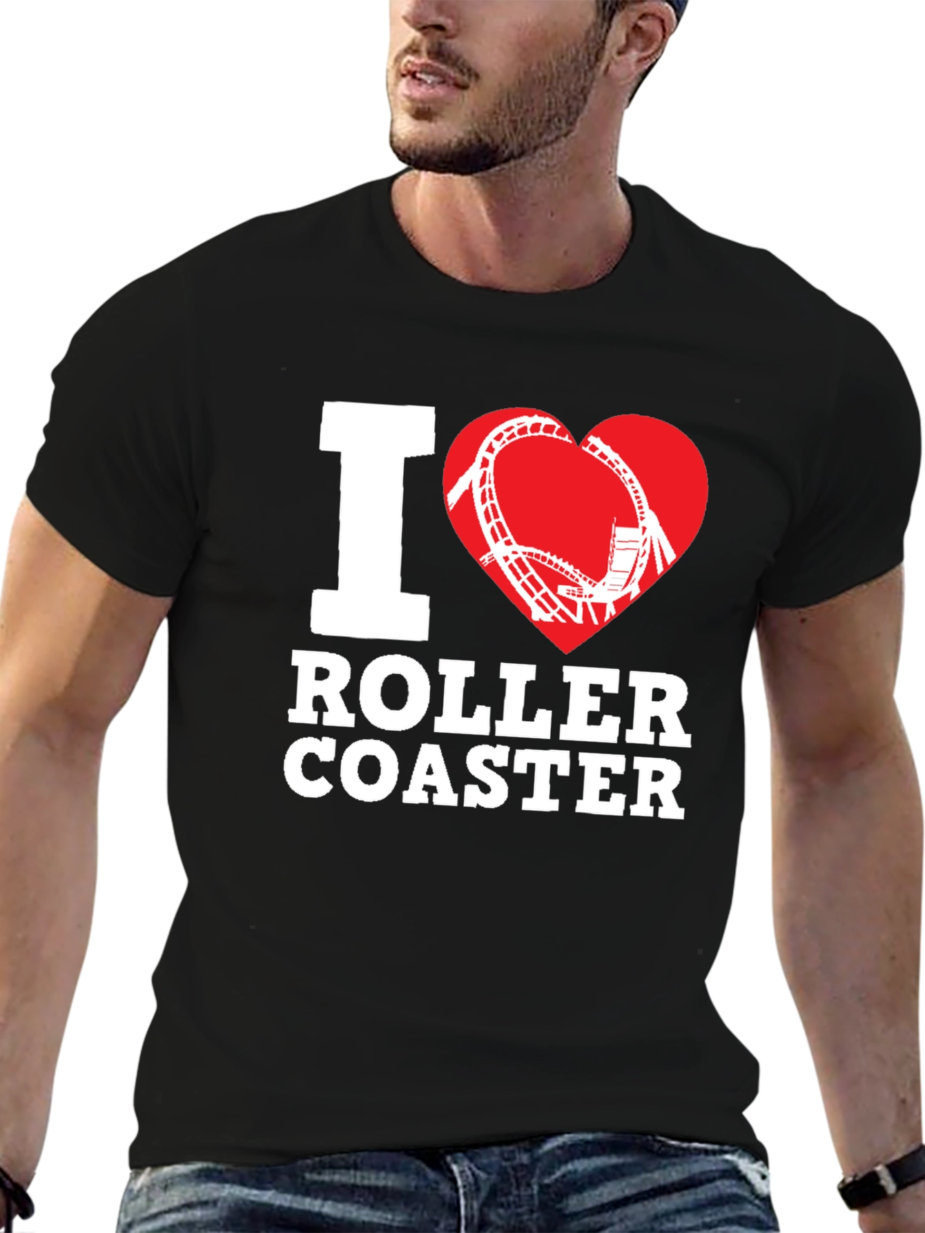 I Love Roller Coaster Black Tee