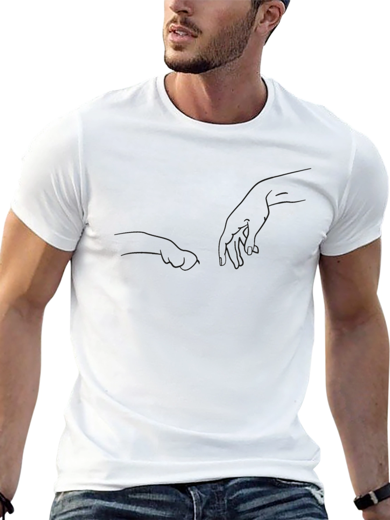 Creation of Adam Inspired Black T-Shirt