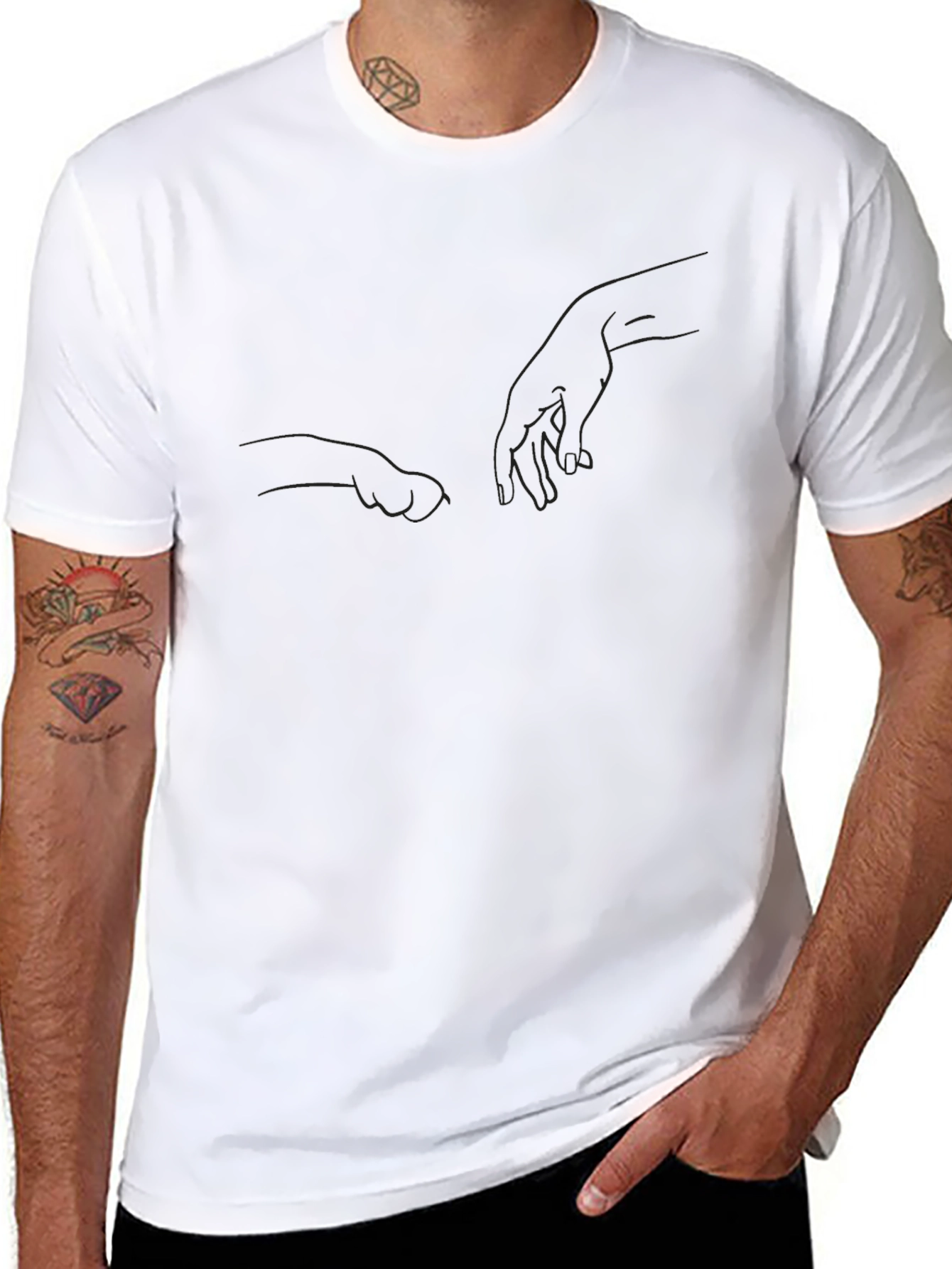 Creation of Adam Inspired Black T-Shirt