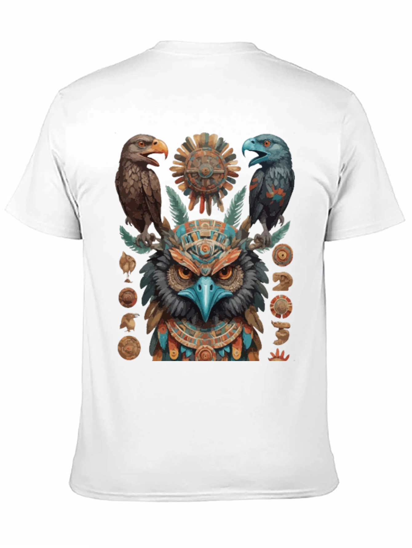 Aztec Eagle Owl Graphic Tee - Unique Design