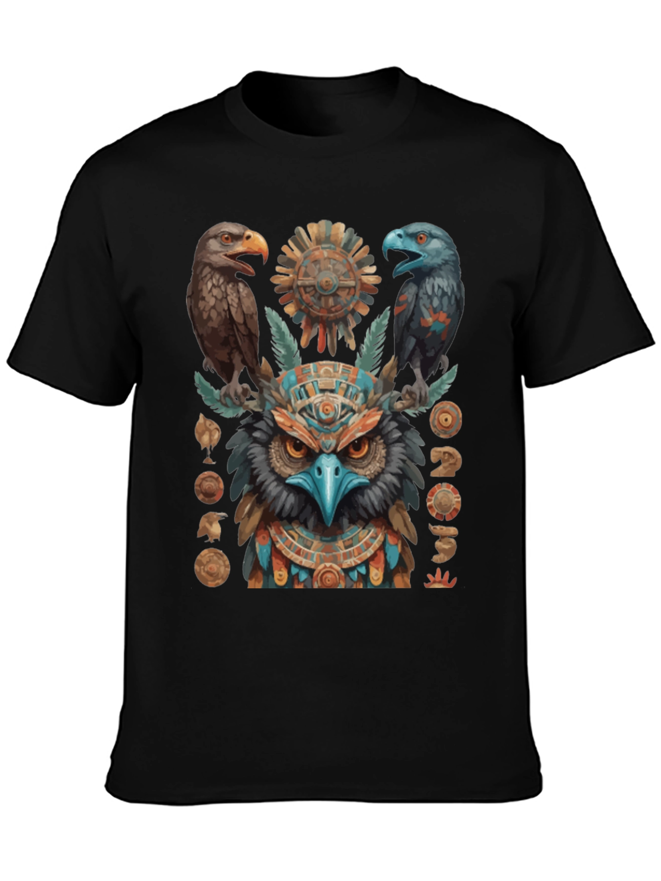 Aztec Eagle Owl Graphic Tee - Unique Design