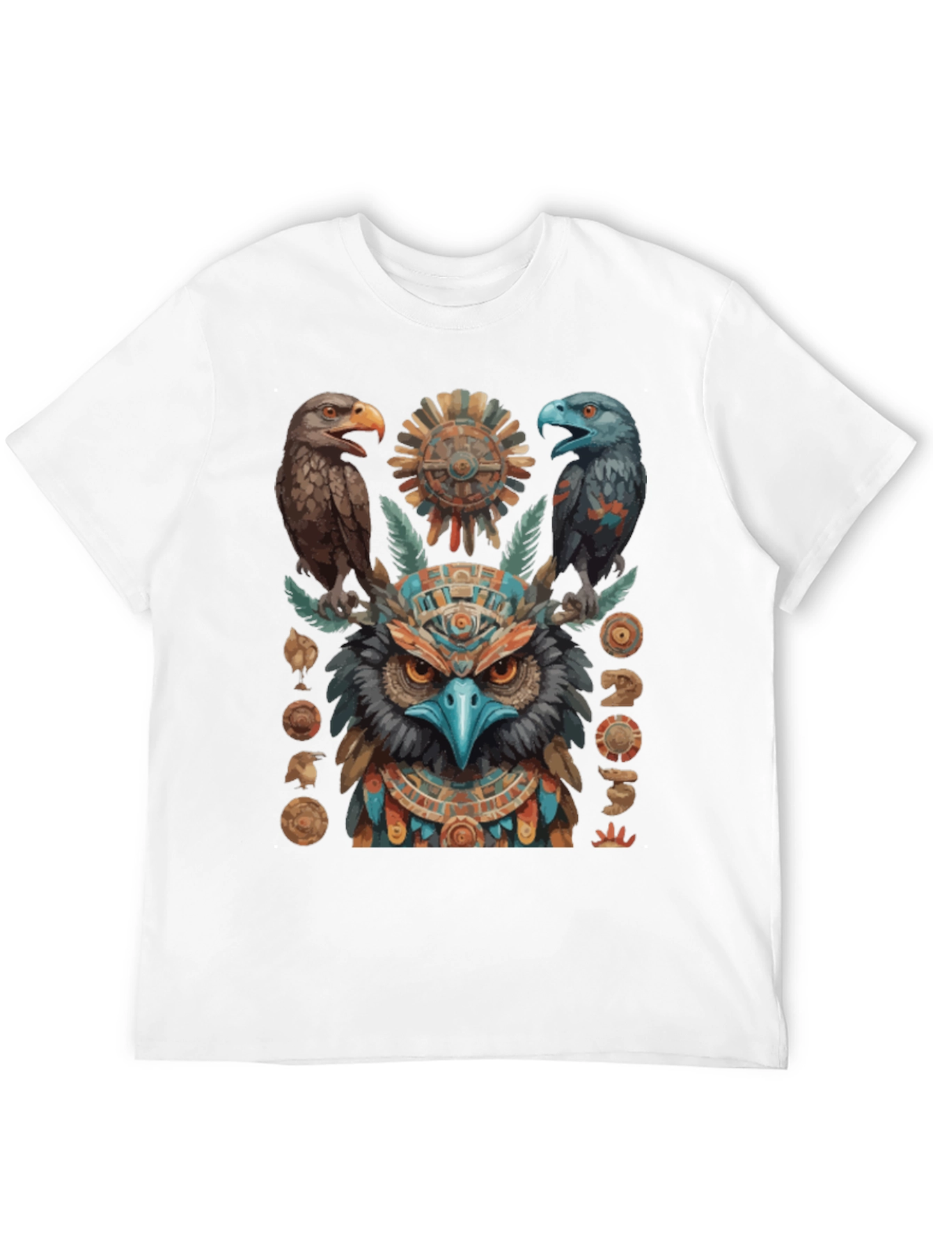 Aztec Eagle Owl Graphic Tee - Unique Design