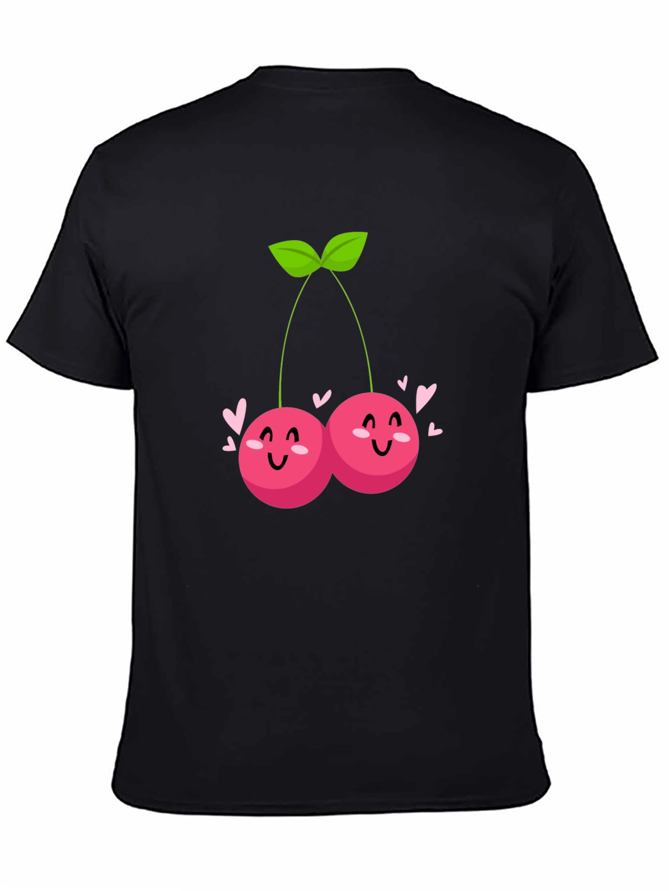 Cute Cherry Graphic Tee - Trendy Black T-Shirt