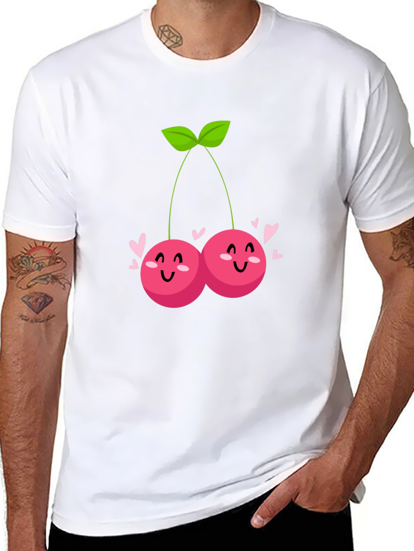 Cute Cherry Graphic Tee - Trendy Black T-Shirt