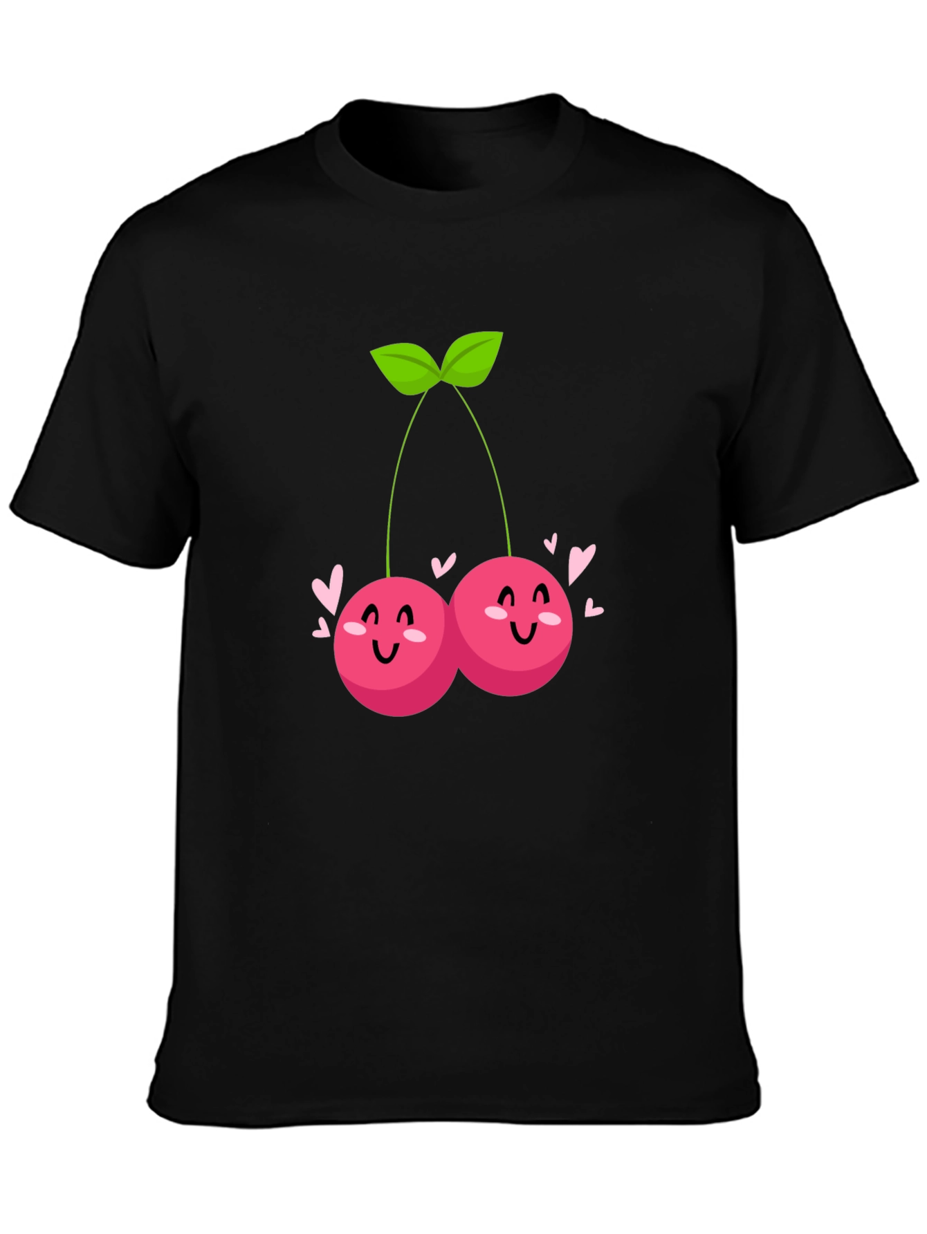 Cute Cherry Graphic Tee - Trendy Black T-Shirt