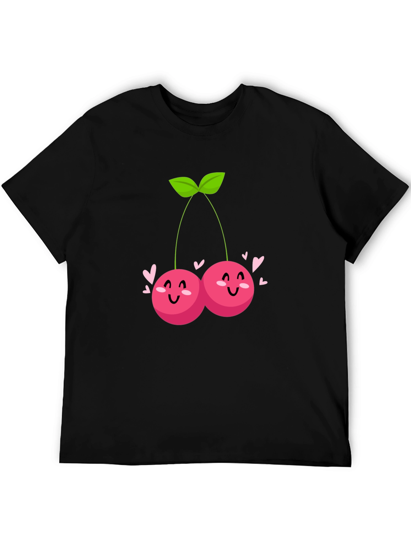 Cute Cherry Graphic Tee - Trendy Black T-Shirt