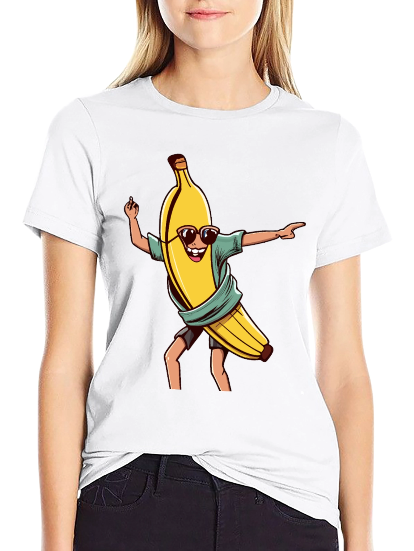 Cool Banana Graphic Tee - Black Cotton T-Shirt